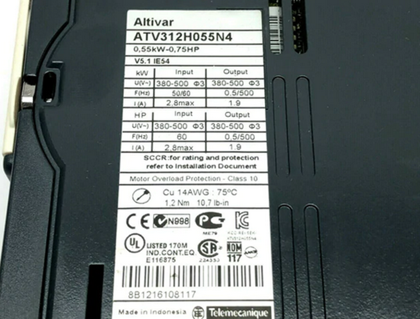Schneider/Telemecanique ATV312H055N4 AC Drive Inverter ATV - SCHNEIDER/TELEMECANIQUE