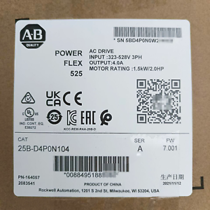 Allen Bradley 25B-D4P0N104 PowerFlex 525 AC Drive 480V 2.0HP - ALLEN BRADLEY