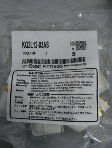 5PCS/1Bag SMC KQ2L12-03AS Fittings Free Shipping KQ2L1203AS