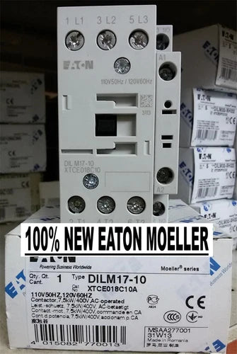 1PC EATON MOELLER DILM17-10 110V50Hz,120V60Hz contactor ping