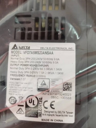 1PC Delta VFD7A5MS23ANSAA 1.5KW 2HP 3phase 220V AC motor drive