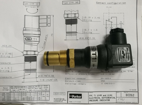 1PC Parker FMUT1MVMU14H pressure sensor ping