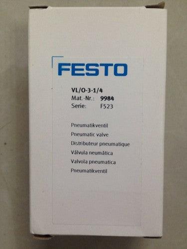 Festo VL/O-3-1/4 9984 Solenoid Valve One Free Shipping VL/O31/4