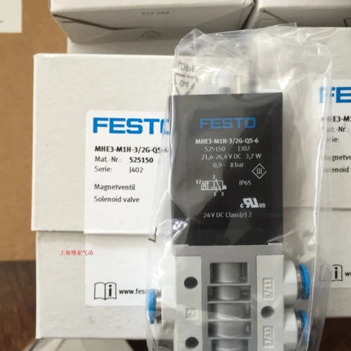 Festo MHE3-M1H-3/2G-QS-6 525150 Solenoid Valve One MHE3M1H3/2GQS6