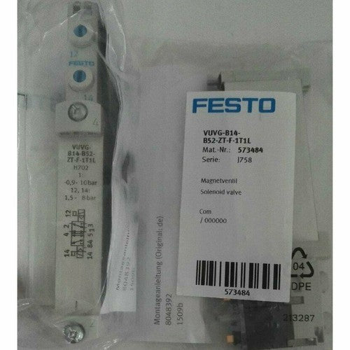 Festo VUVG-B14-B52-ZT-F-1T1L Solenoid Valve One 573484 VUVGB14B52ZTF1T1