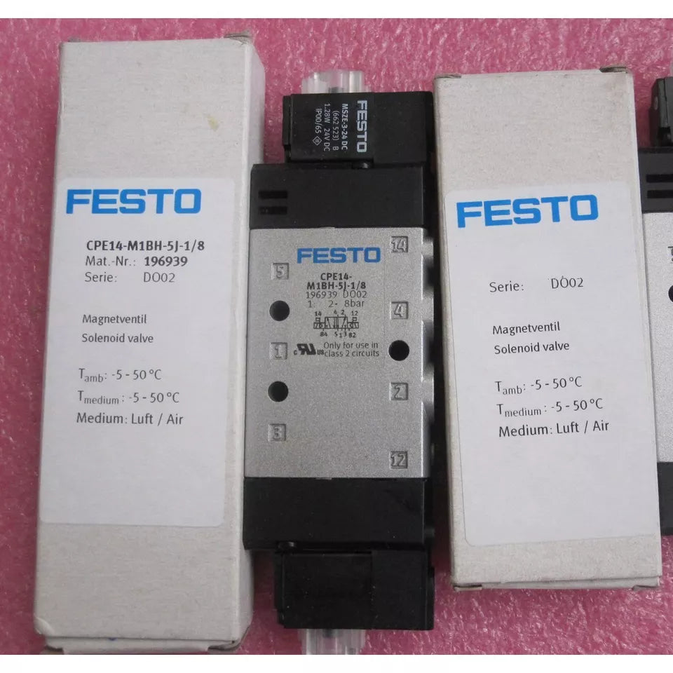 Festo CPE14M1BH5J1/8 Solenoid Valve, High Pressure, 6 Bar, 2 Liter per Minute Flow Rate, Oil and Water Suitable, Mechanical Sealed, -20°C to 150°C Temperature Range, High Efficiency and Reliable Performance - FESTO