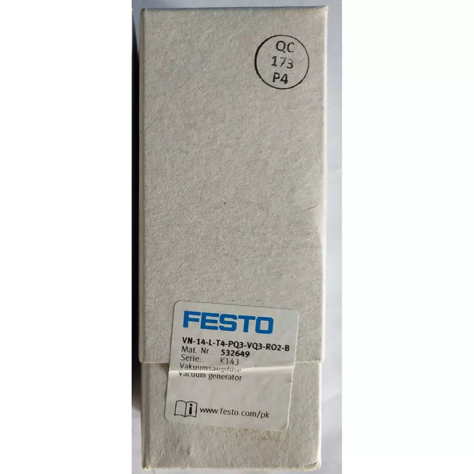 new Festo VN-14-L-T4-PQ3-VQ3-RO2-B 532649 Vacuum Generator One - FESTO