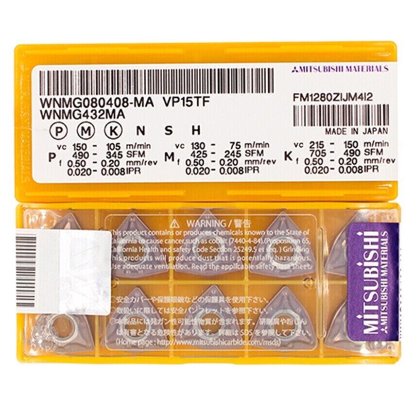 new 10pcs/box Mitsubishi WNMG080408-MA VP15TF WNMG432M Carbide Inserts - MITSUBISHI