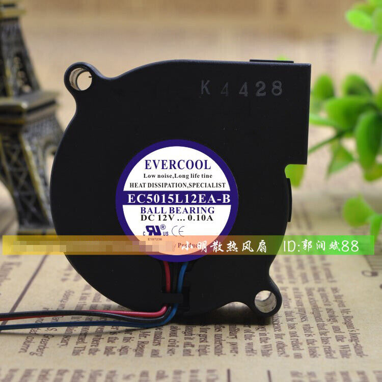 used 1 pcs 3-wire cooling fan EC5015L12EA-B 12V 0.10A 5CM 5015 - CIMETRIKA