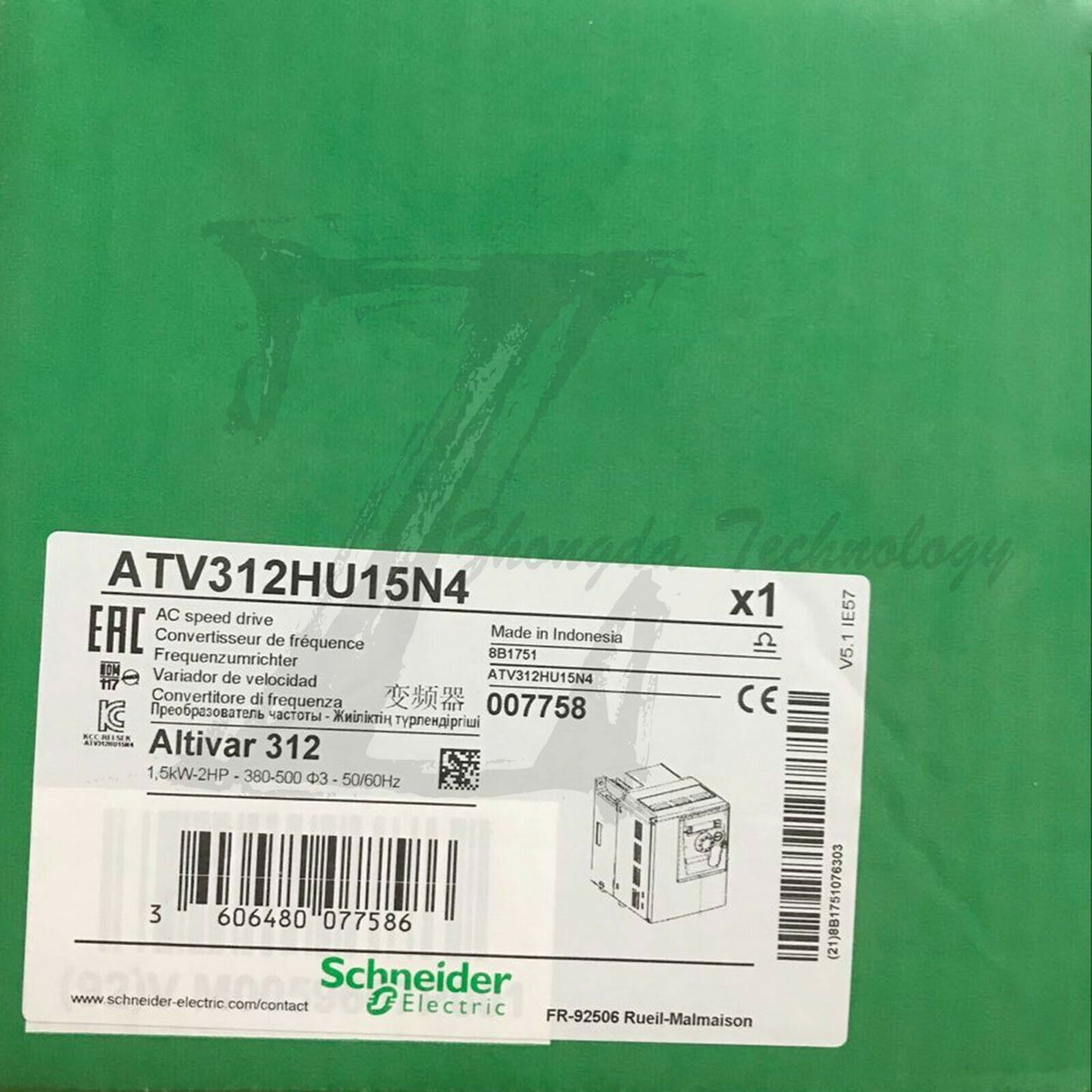 Schneider ATV312HU15N4 inverter 1.5kW - 4.2kVA - 61W - 380..500 V - SCHNEIDER