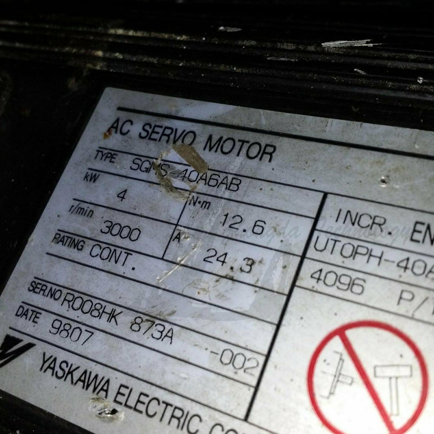 Used Yaskawa 4KW servo motor SGMS-40A6AB good - YASKAWA