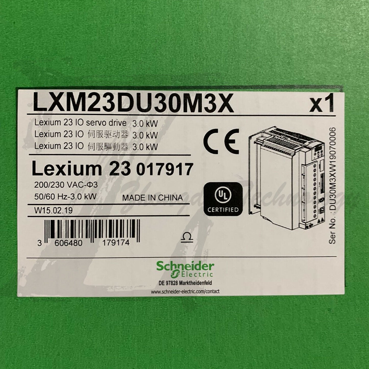 Schneider LXM23DU30M3X : lxm23 servo drive - three phase 170...255 V -3 kW - I/O - SCHNEIDER