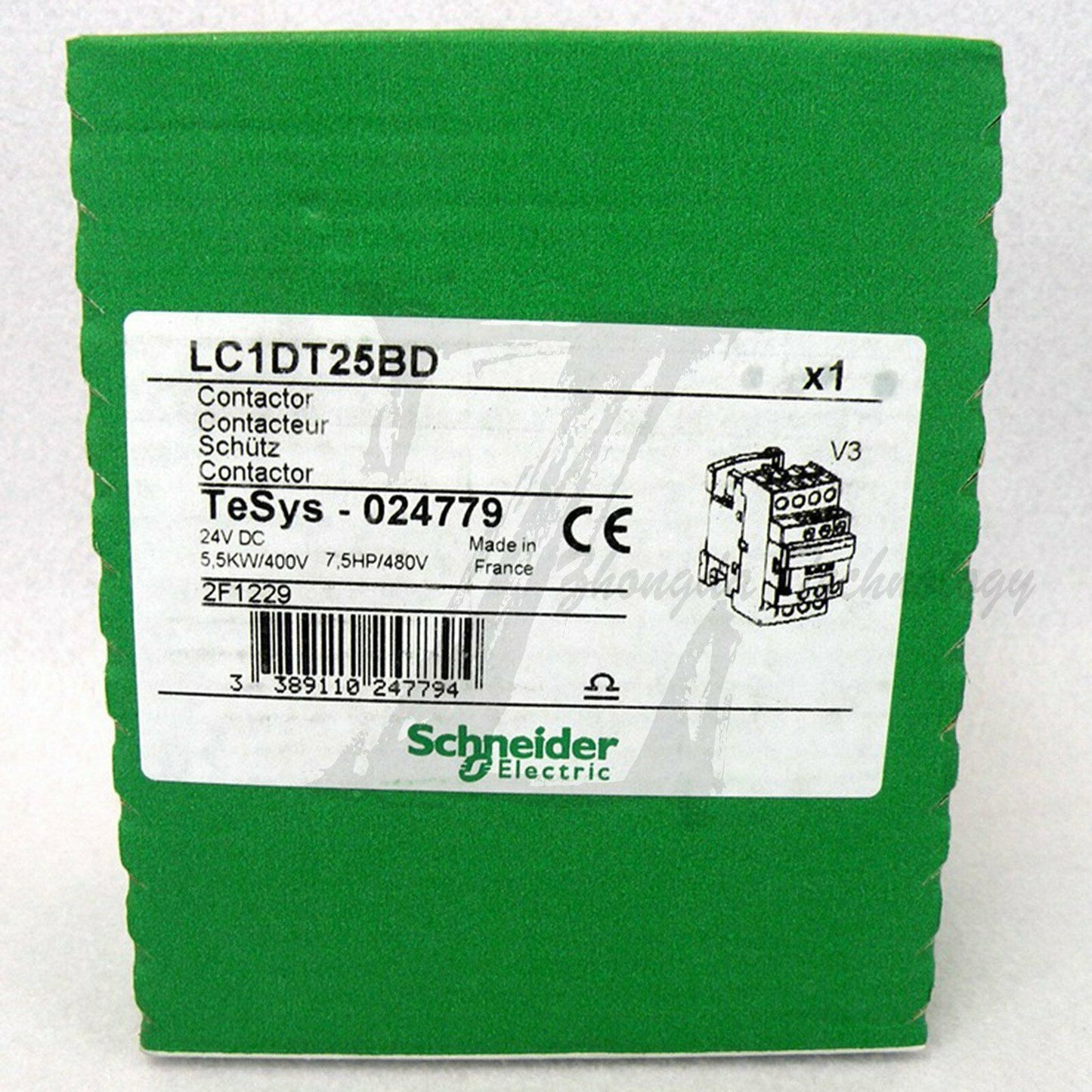 New in box Contactor Telemecanique LC1DT25BD 24Volt DC Coil Motor - SCHNEIDER