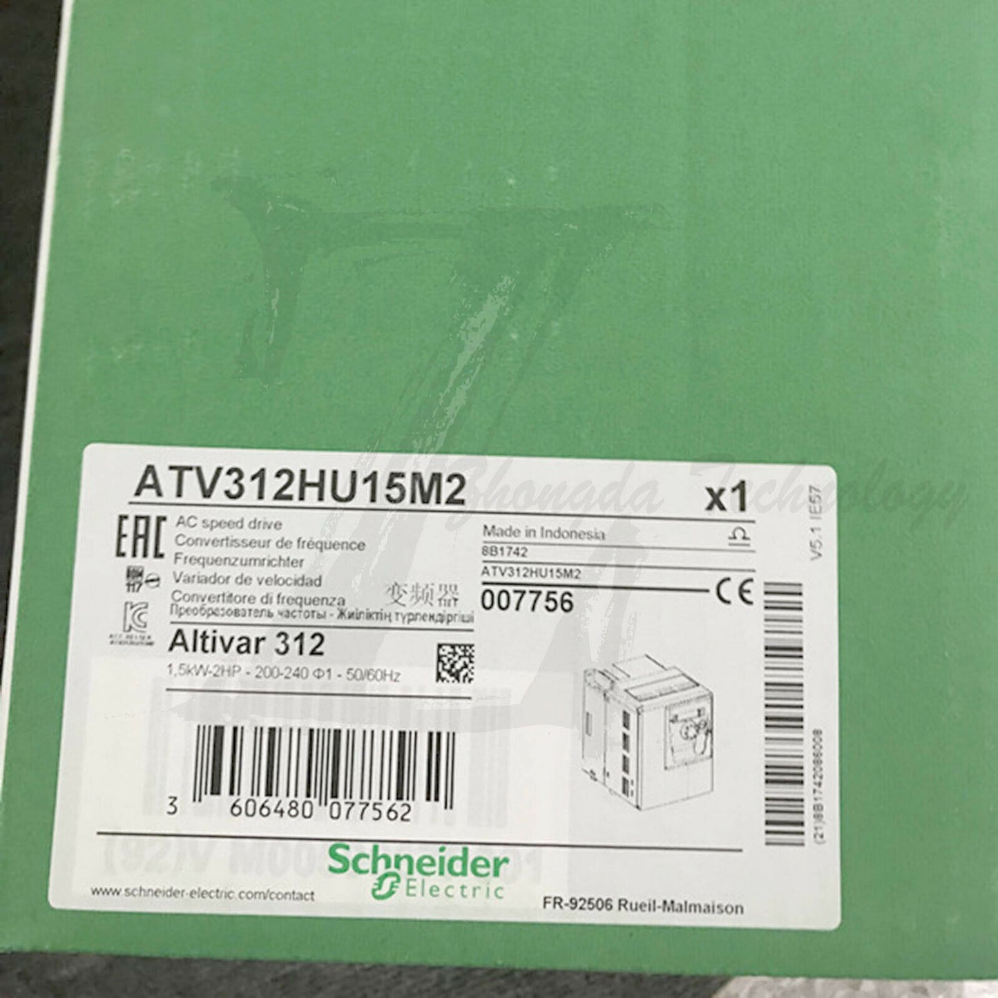 Schneider ATV312HU15M2 inverter 1.5kW - 3.2kVA - 90W - 200..240 V - SCHNEIDER