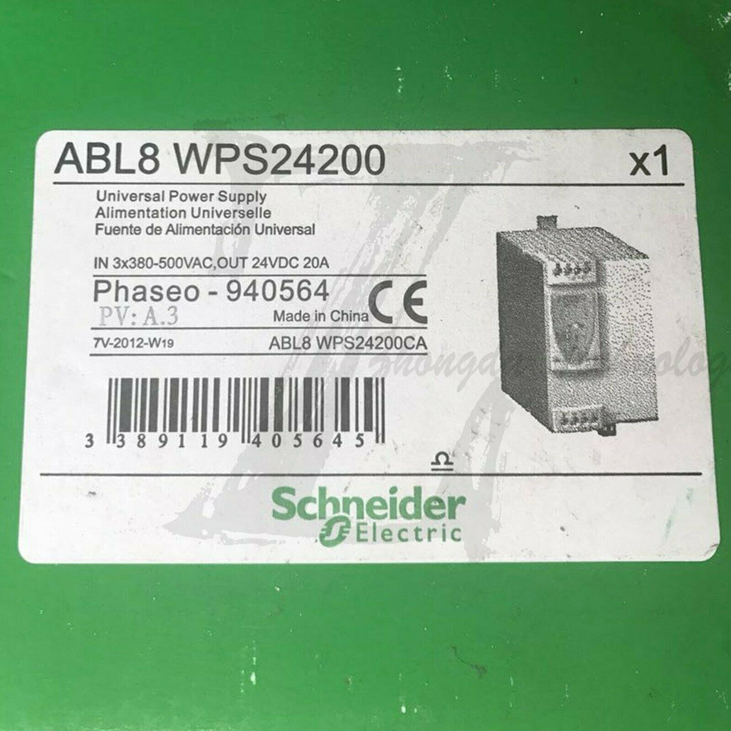 Schneider ABL8WPS24200 : Universal Switching Power Supply 3 Phase 24V 20A - SCHNEIDER