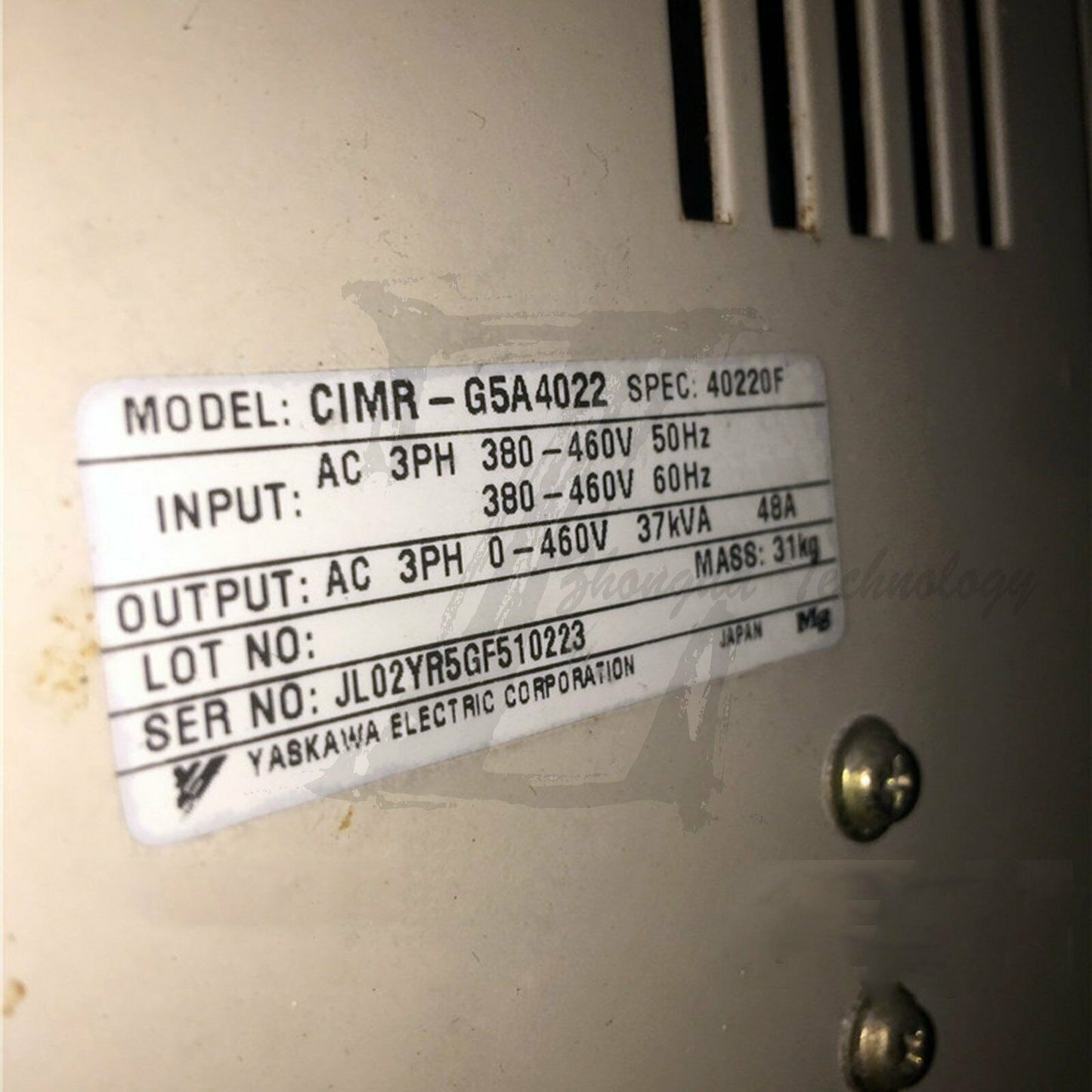 Used Yaskawa Inverter CIMR-G5A4022 616G5 22KW 380V good - YASKAWA