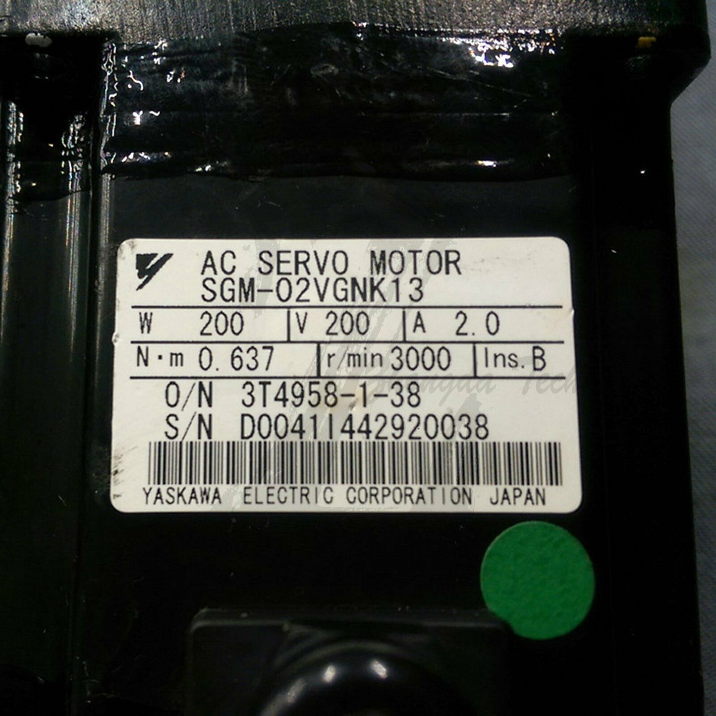 Used Yaskawa 400W Servo Motor SGM-02VGNK13 good test - YASKAWA