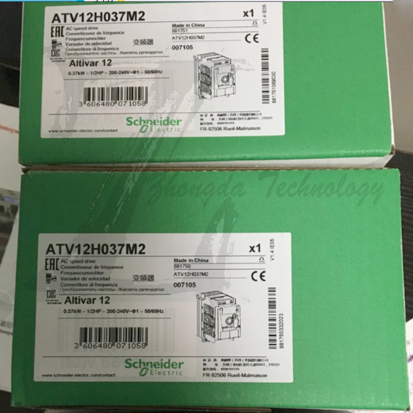 New Schneider ATV12H037M2 inverter 0.37kW-0.55hp-200.240V-1ph with heat sink - SCHNEIDER