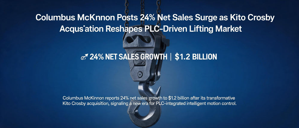 Columbus McKinnon Posts 24% Net Sales Surge as Kito Crosby Acquisition Reshapes PLC-Driven Lifting Market