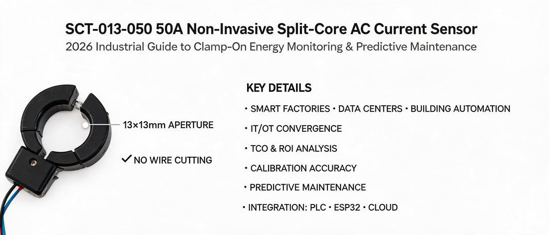 SCT-013-050 50A Non-Invasive Split-Core AC Current Sensor: 2026 Industrial Guide to Clamp-On Energy Monitoring & Predictive Maintenance