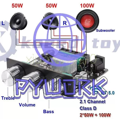 100W 50W*2 2.1 Channel Bluetooth5.1 Power Audio Stereo Subwoofer Amplifier Board [2]