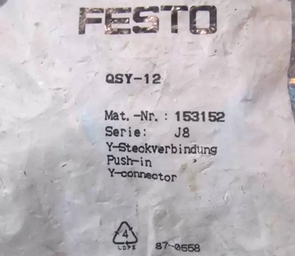 10-Piece Set of Festo QSY-12 153152 Push-In Y-Connector for industrial automation applications - FESTO [2]