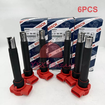 6x Red Top Ignition Coil Packs 0221604800 For Audi 3.0 3.2 FSI A4 A5 A6 Q5 Q7