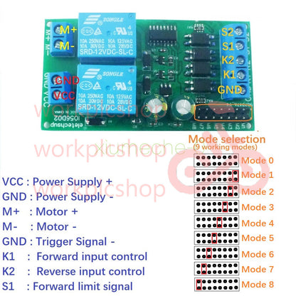 DC 12V Motor Controller Relay Board Forward Reverse Control Limit Start Stop