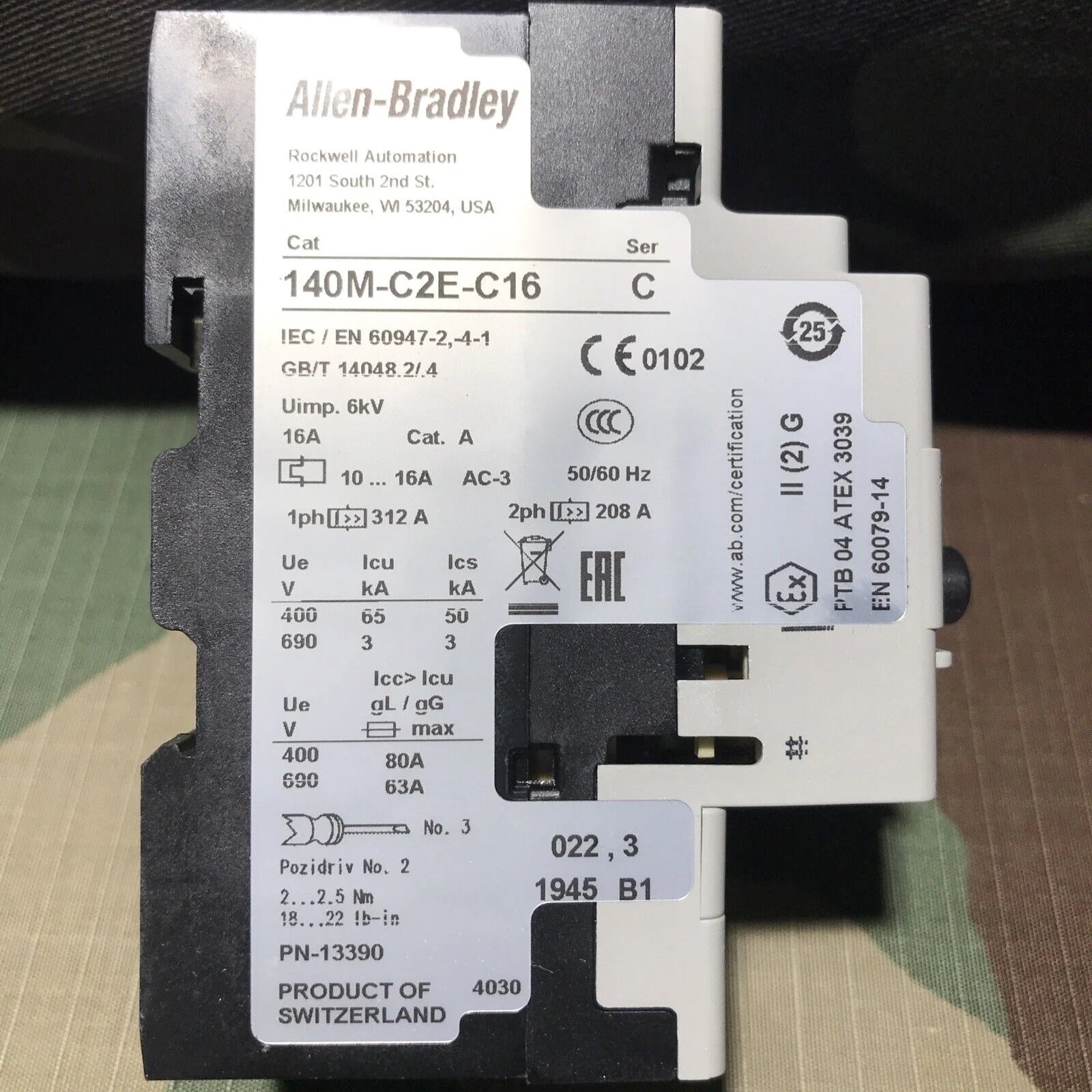 140M-C2E-C16 Motor Protector Circuit Breaker Ser. C - ALLEN BRADLEY [4]