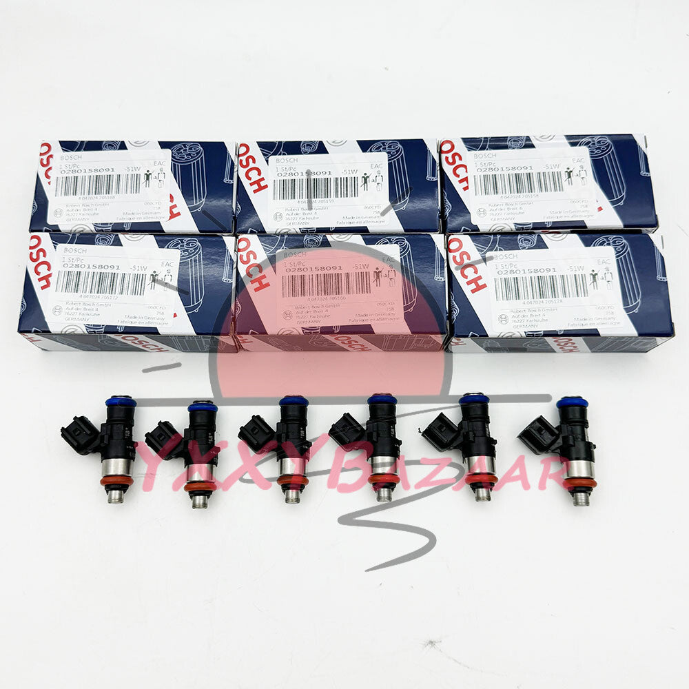 6Pcs Fuel Injector 0280158091 For Bosch Mercury Mazda CX-9 Lincoln 3.5L 3.7L