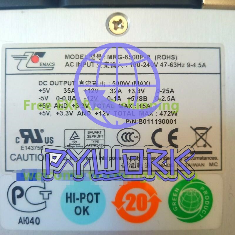 1Pcs MRG-6500P-R 500W Power Supply