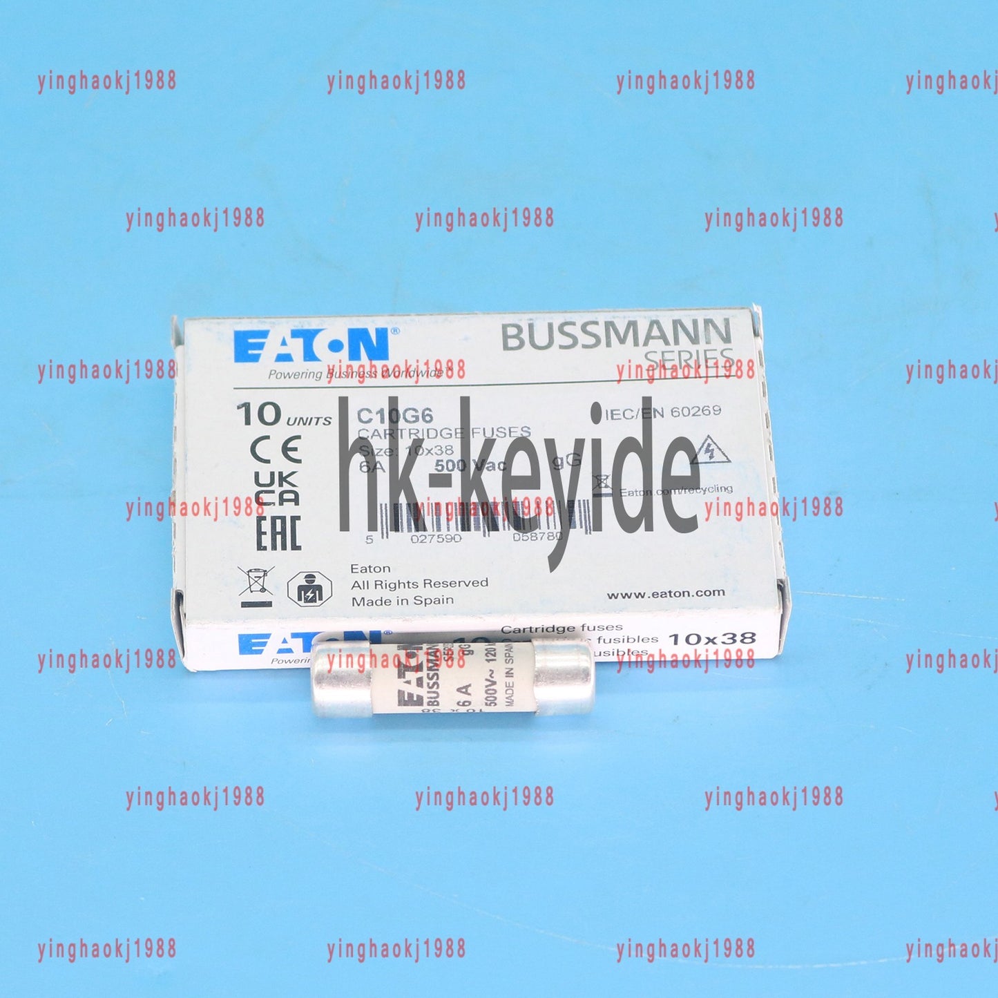 10pc eaton Bussmann C10G6 (6Amp) 6A 500Vac Cartridge Fuse 10x38mm