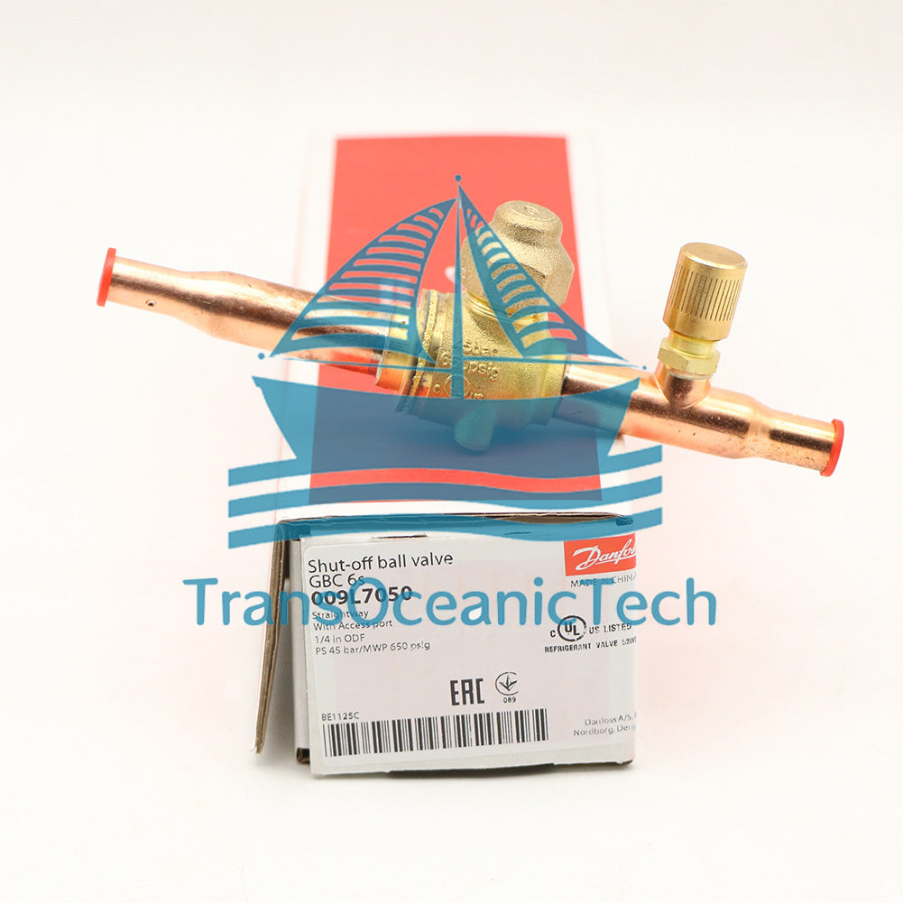 Danfoss 009L7050 1/4in Shut Off Ball Valve ODF GBC 6s Multiple Refrigerant MWP 6