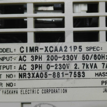 1PC Used Yaskawa CIMR-XCAA 21P5 1.5KW 220V Tested In Good Condition - YASKAWA