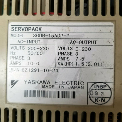 1PC Used Yaskawa servo drive SGDB-15ADP-P Tested In Good Condition - YASKAWA