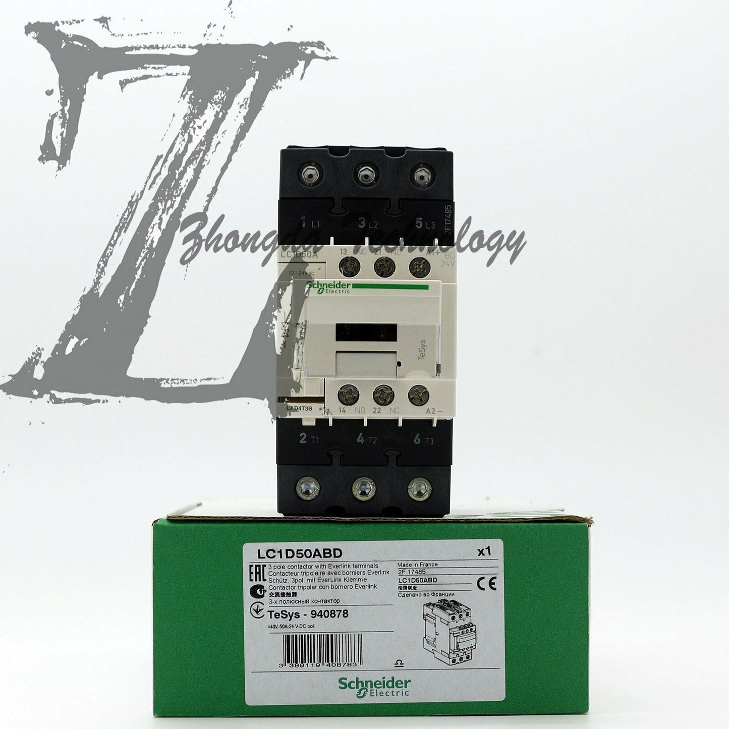 1PCS LC1-D50ABD DC24V NEW in box Schneider Contactor - SCHNEIDER
