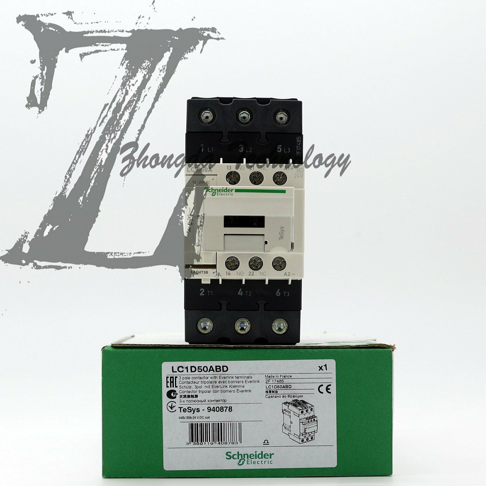 1PCS LC1-D50ABD DC24V NEW in box Schneider Contactor - SCHNEIDER