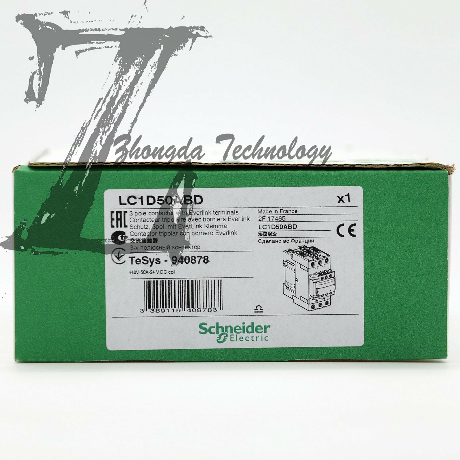1PCS LC1-D50ABD DC24V NEW in box Schneider Contactor - SCHNEIDER
