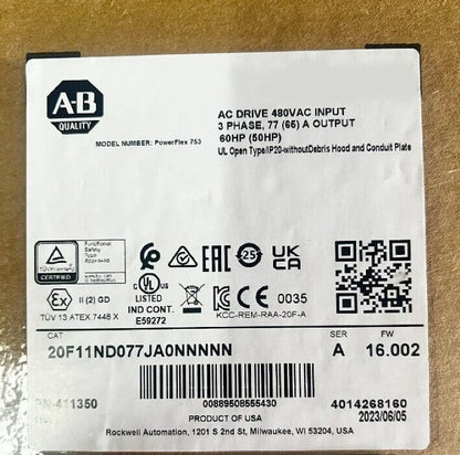 1PC Allen Bradley 20F11ND077JA0NNNNN PowerFlex 753 77A AC Drive SHIP - KOEED [2]