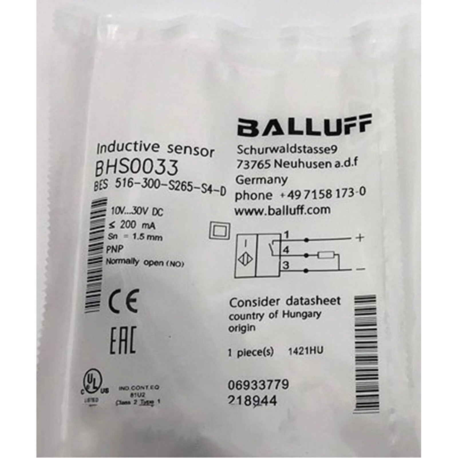 1PC BALLUFF Proximity sensor BES 516-300-S265-S4-D - BALLUFF [2]
