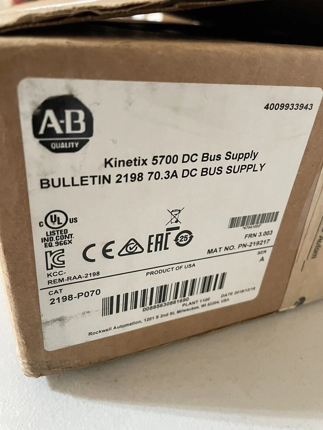 1PC New Allen-Bradley Kinetix 5700 DC BUS FW 14.001 Sealed Ser B - ALLEN-BRADLEY [1]