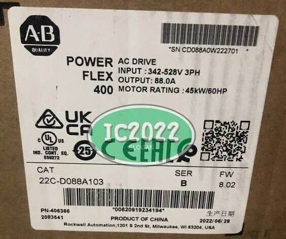 1PC PowerFlex 400 AC Drive 22C-D088A103 Allen-Bradley, 45 kW & 60 HP, Industrial Power Solution - ALLEN-BRADLEY [1]