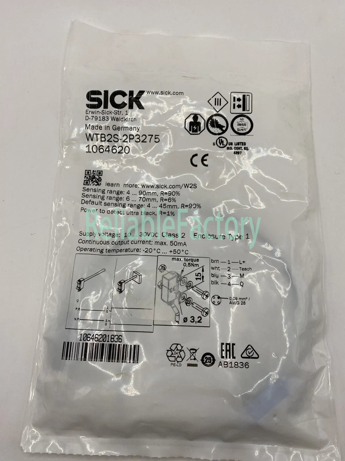 SICK WTB2S-2P3275 1PC Photoelectric Sensor WTB2S2P3275