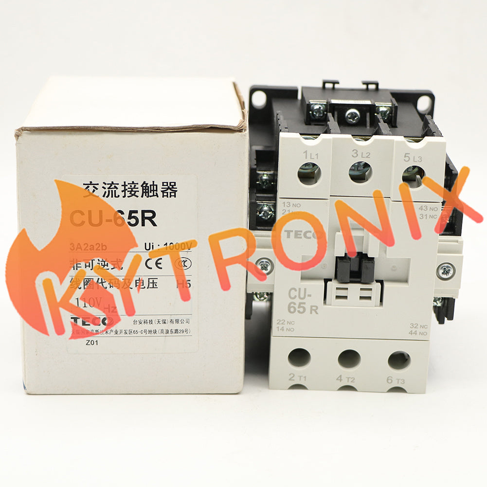 1Pcs TECO CU-65R 3A2a2b Magnetic Contactor 100 Amp 3 Phase 110V Coil 3A2a2b