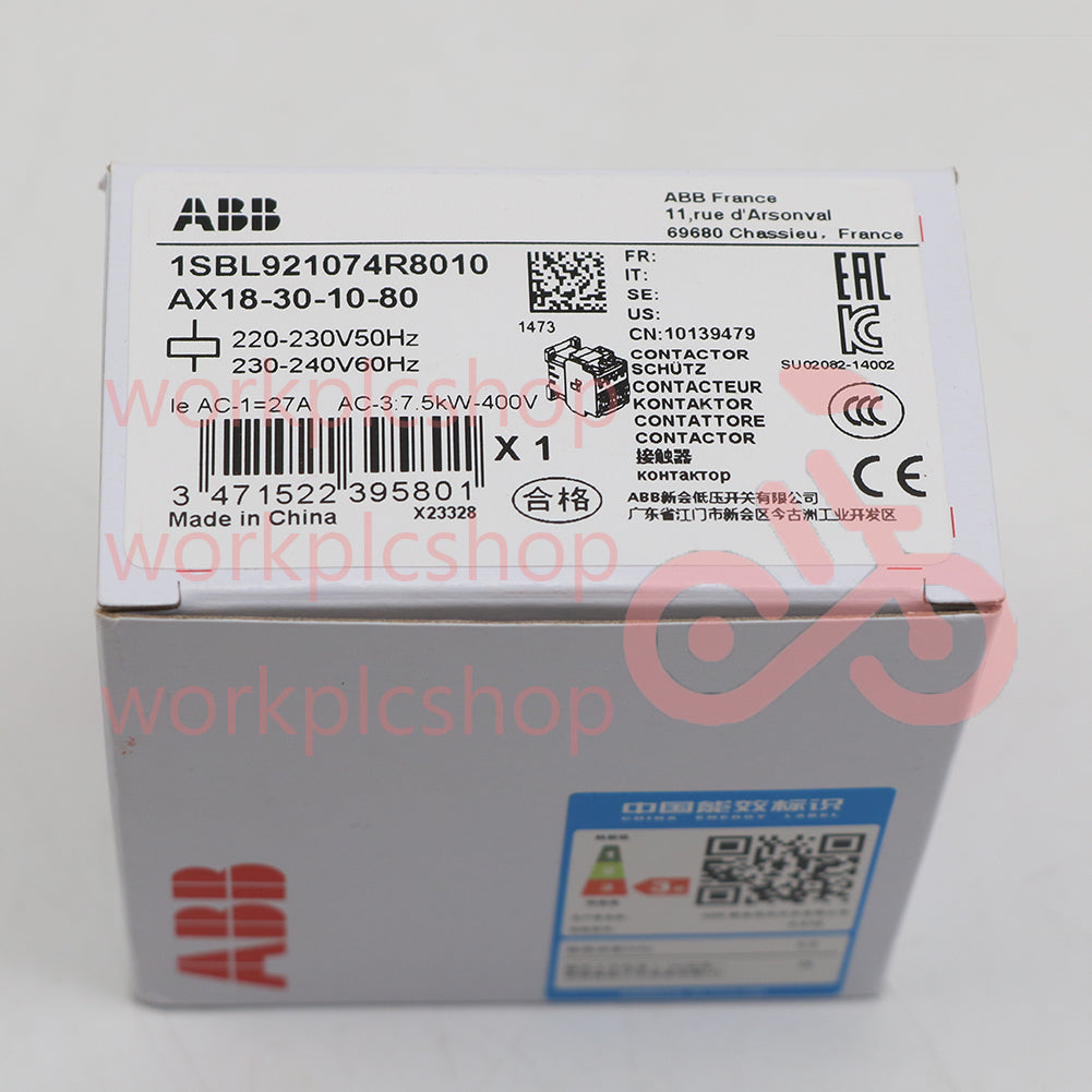 1PCS ABB AX18-30-10-80 Contactor 220-230V50Hz/230-240V60Hz 1SBL921074R8010