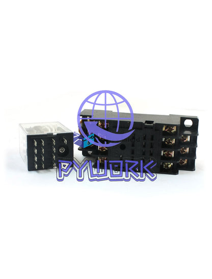 10Pcs HH54PL Coil 4PDT 35mm DIN Rail Mounting Power Relay AC24V