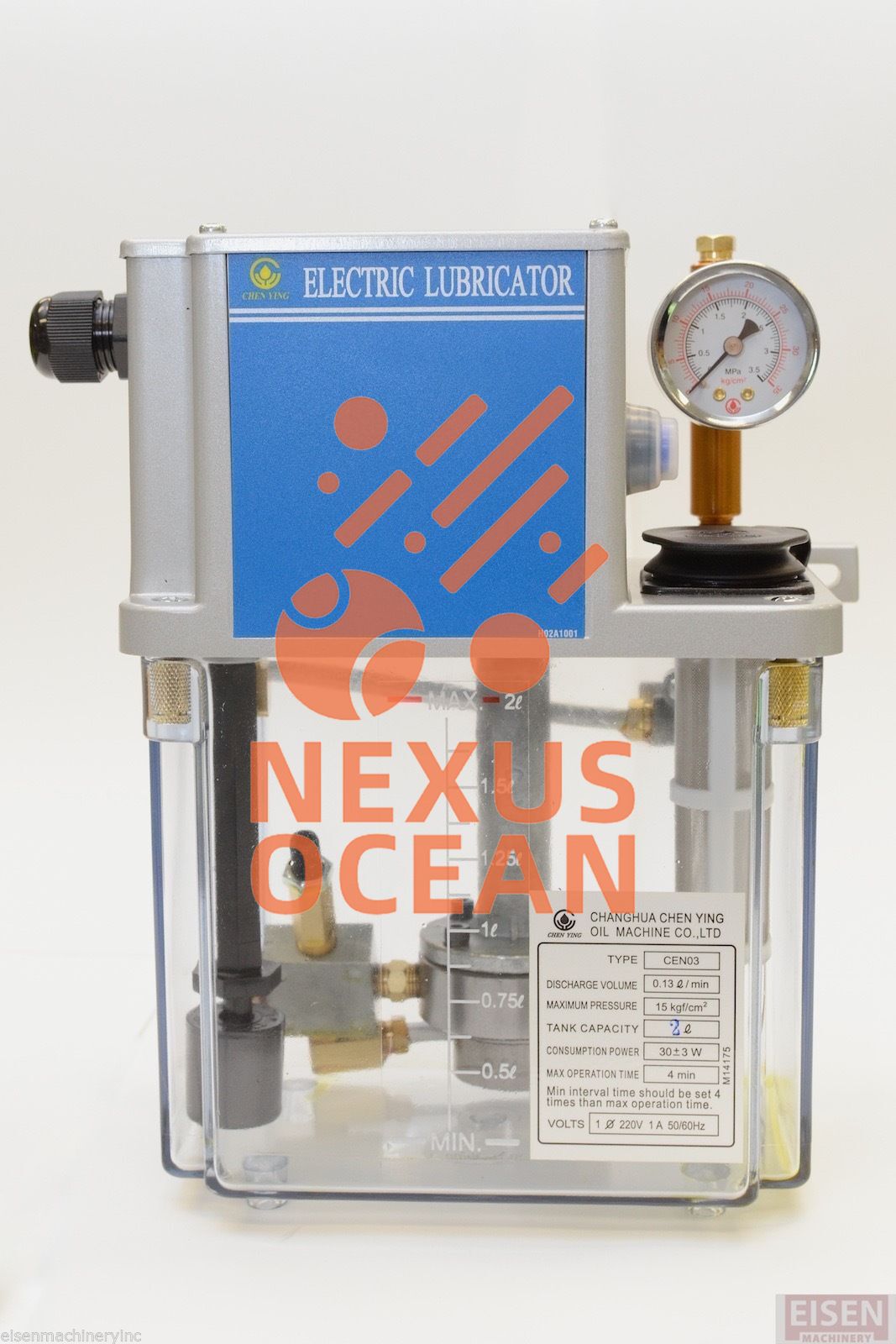 CEN03 Pressure Relief Electric Lubricator CEN03 2 Liter, 220VAC Lubrication Unit