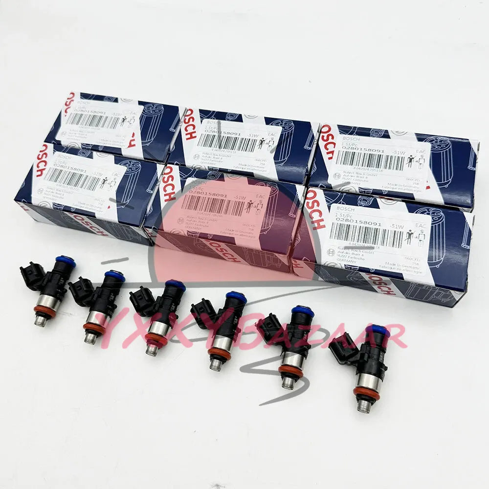 6Pcs Fuel Injector 0280158091 For Bosch Mercury Mazda CX-9 Lincoln 3.5L 3.7L