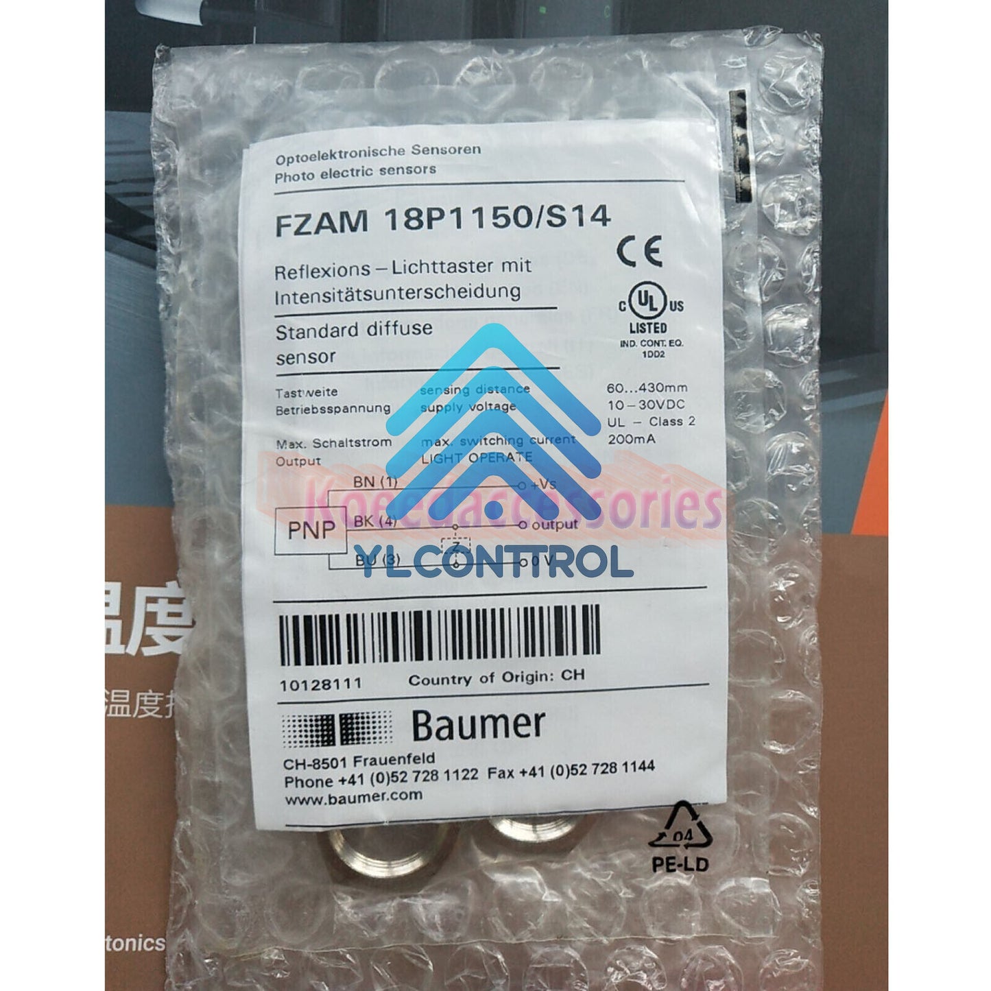 1PC FOR BAUMER FZAM 18P1150/S14 Diffuse reflective sensor FREE SHIP