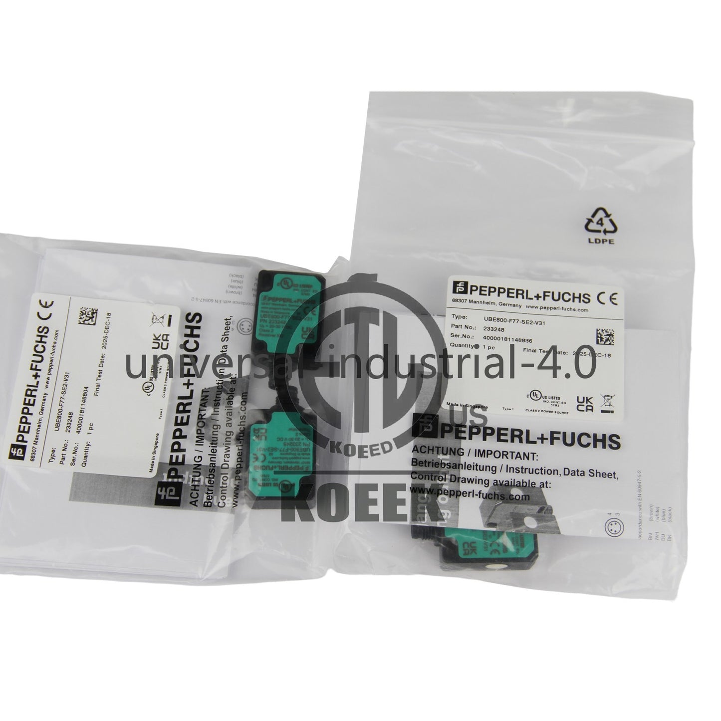 ONE Pepperl-Fuchs ultrasonic sensor UBE800-F77-SE2-V31 233248 #ko